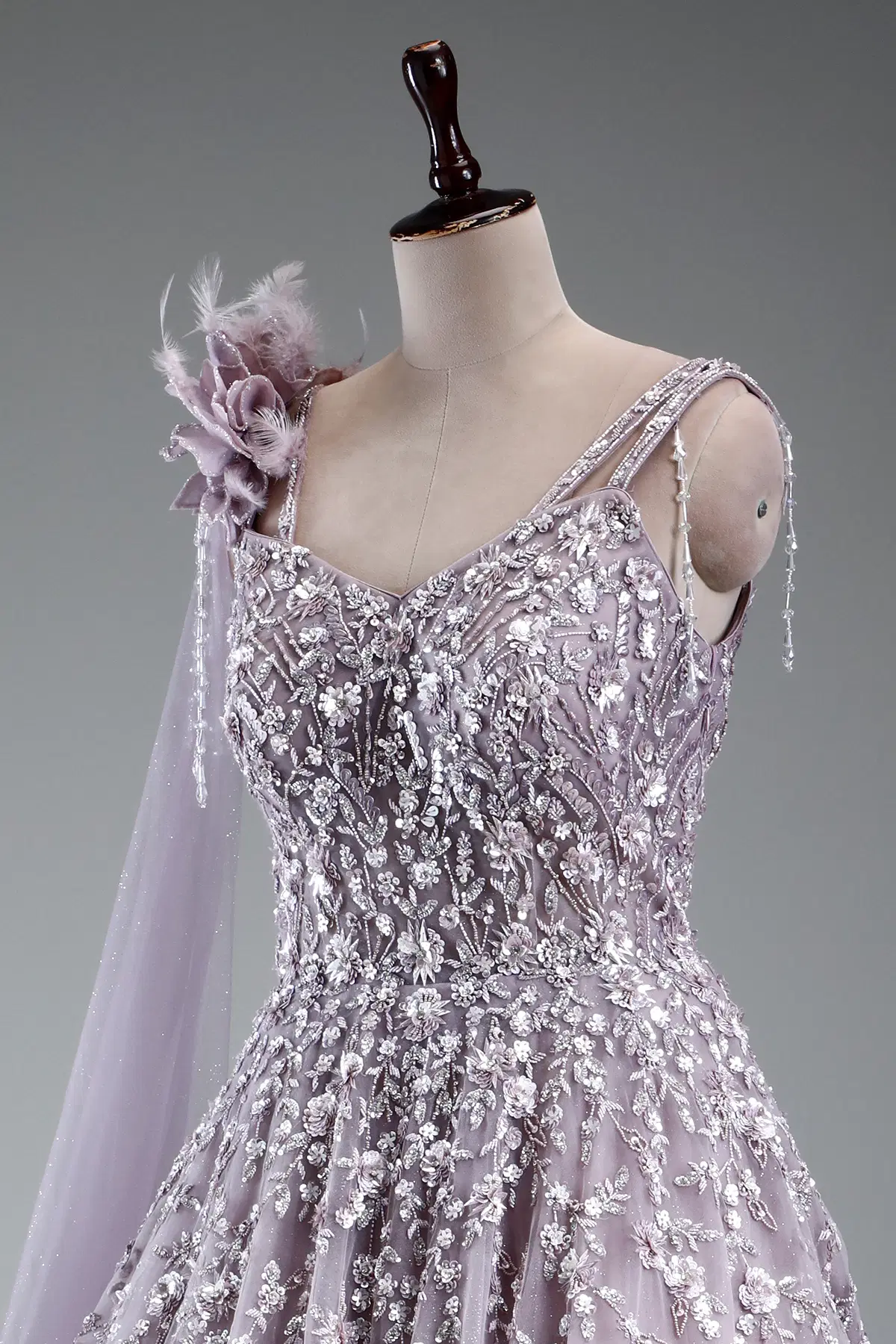 Sequins Embroidered Net Indowestern Gown with Sweet Heart Neck - Image 2